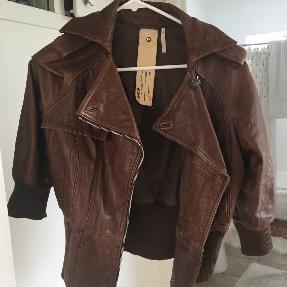 Brown leather jacket